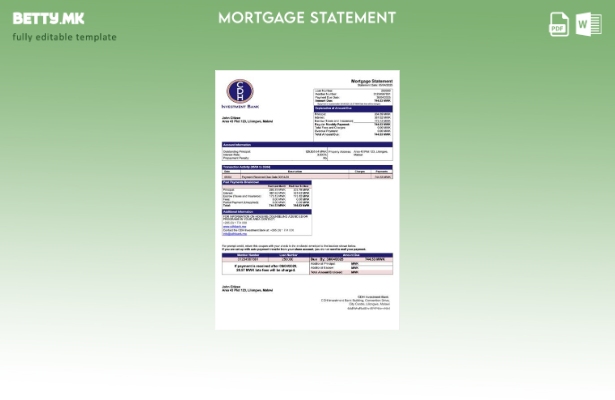 модерен стил Малави ЦДХ инвестициска банка изјава за хипотека Шаблон за Word и P